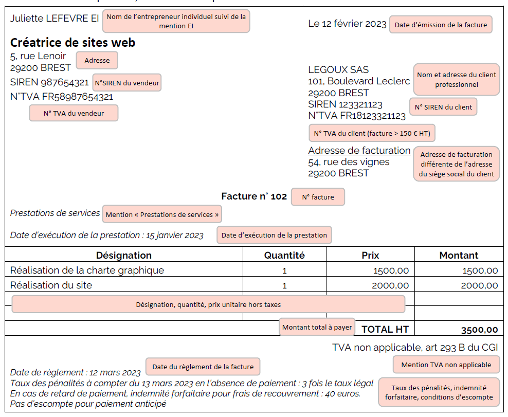 exemple facture auto-entrepreneur