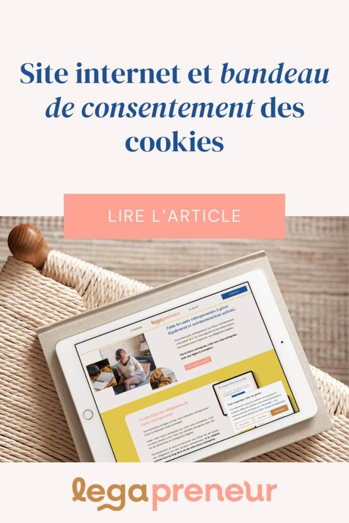 Epingle Pinterest - site internet et bandeau de consentement des cookies